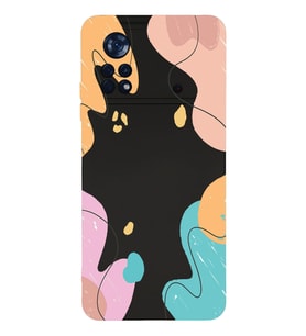 PrintiFy Xiaomi Poco X4 Pro Uyumlu Lansman Kılıf Karışık Renkler Tasarımlı İçi Kadife Kapak (Siyah)