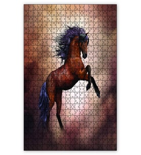 Cakapuzzle Şaha Kalkmış Kahverengi At Puzzle Yapboz MDF (Ahşap) (255 Parça)