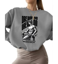 kalın Sweatshirt erkek Rönesans heykeli üzerine rüya Baskılı 3 iplik şardonlu kadın unisex bisiklet (Gri)