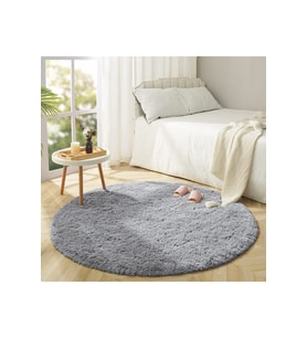 Rovigo Home Yuvarlak  Tüy Dökmez Tavşan Tüyü Post Halı Camel RVG6004YV 80x80 cm (Gri)