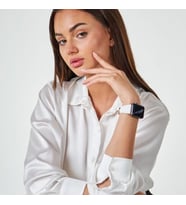 vagave Apple Watch 38mm 40mm 41mm 3 4 5 6 7 se 8 Uyumlu Kadın Deri Kordon Saat Kordonu (Beyaz)