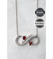 Jewelmim Gümüş Sonsuzluk Kolye Beyaz Altın Kaplama Sonsuzluk İşareti 925 Ayar Kadın Gümüş Sonsuzluk Kolyesi (Beyaz)