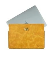 Twingold Kişiye Özel %100 Deri Rainbow 16" Macbook Kılıfı Antrasit (Hardal Sarısı)