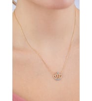 14 Ayar Altın Kraliçe Taç Kolye (Rose)