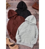Unisex Düz 3' Lü Baskısız Kapüşonlu Oversize Sweatshirt (Siyah)