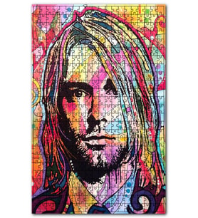 Cakapuzzle Retro Kurt Cobain Desenli Görsel Puzzle Yapboz MDF (Ahşap) (1000 Parça)