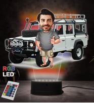 Doğum Günü Hediyesi,Sevgiliye Hediye, Kişiye Özel Fotoğraflı Range Rover 9 Tasarımlı Erkek Karikatür 3D Led Lamba (RGB)