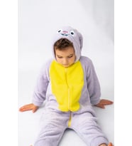 Bebesev Peluş Unisex Fermuarlı Kışlık Çocuk Uyku Tulumu Çocuk Tulumu Çocuk Kostümü (Gri)