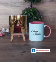 İsme Özel Fotoğraflı Dekoratif Taş, Kupa Bardak Beyaz Hediye (Model 6)