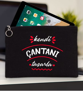 BK Gİft Kişiye Özel Kendin Tasarla Tablet Çantası 30x21cm ( 12 Renk Seçeneği), Ipad Çantası, Baskılı Tablet Kılıfı (Siyah)