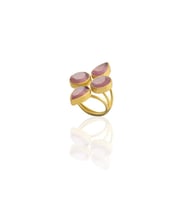 Kadir Jewellery 22 Ayar Altın Kaplama Zirkon Taşlı Kadın Vintage Yüzük (Pembe)