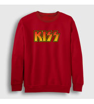 Presmono Unisex Beyaz Logo Kiss Sweatshirt 91361tt (Kırmızı)