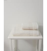 %100 Pamuk Havlu 2 li Set ( 1 Adet 70X140 Banyo Havlusu + 1 Adet 50X90 El Yüz Havlusu) (Krem)