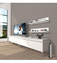 Decoraktiv Eko 220T Mdf Krom Ayaklı Tv Ünitesi Tv Sehpası (Beyaz)