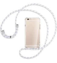 Apple iPhone 6 / 6S Kılıf Boyun Omuz Askılı iPli Anti Şok Köşe Korumalı Şeffaf Silikon (Beyaz)