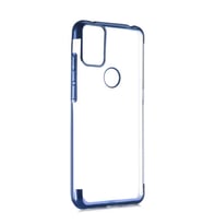 Alcatel 3X 2020 Kılıf Zore Dört Köşeli Lazer Silikon Kılıf (Mavi)