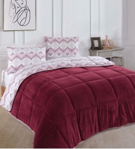 Formeya Tek Kişilik Lüx Wellsoft Yorgan Çift Taraflı Yastık Kılıflı 155x215 cm Yorgan (Bordo)