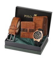 Polo Air Erkek Kol Saati Cüzdan Kemer Kartlık Kombin PL-0840E (Taba)