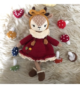 Amigurumi isme özel oyuncak geyik (Kırmızı)