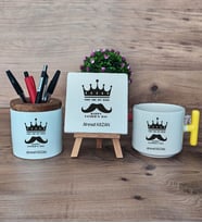 You Are My King Hediye Sepeti Kupa Bardak T Kulplu, Kalemlik ve Dekoratif Taş Babaya Doğum Günü Babalar Günü Hediyesi (Model 5)