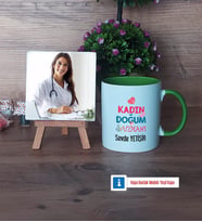 Kadın Doğum Uzmanı Fotoğraflı Dekoratif Taş, Kupa Bardak Beyaz Hediye (Model 14)