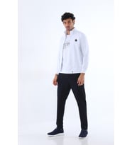 Erkek İki İplik Slim Fit Dar Paça Fermuarlı Eşofman Takımı - 7664 (Beyaz)