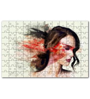 Cakapuzzle Kadın ve Renkli Fırça Darbeleri Puzzle Yapboz MDF (Ahşap) (1000 Parça)