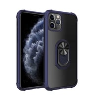 Uyumlu Model Apple iPhone 11 Pro Max Kılıf Şeffaf Sararmaz Yüzüklü Mola Kapak (Lacivert)