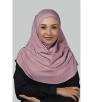 Hazır Türban Büzgülü Pileli Pratik Eşarp Tesettür Hijab - Namaz Örtüsü (Koyu Pembe)