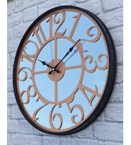 Markakanvas Metal Kasa AYNALI Duvar Saati  ( Çap 50 cm -Çap 80 cm ) (Bakır)