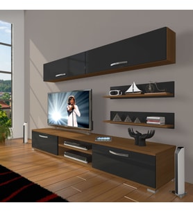 Decoraktiv Eko 5 Mdf Dvd Tv Ünitesi Tv Sehpası (Siyah - Ceviz)