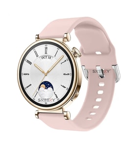 Sneezy Huawei Watch GT4 41mm İle Uyumlu 18mm PureLux Soft Tokalı Silikon Kordon (Pudra)