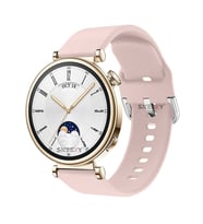 Sneezy Huawei Watch GT4 41mm İle Uyumlu 18mm PureLux Soft Tokalı Silikon Kordon (Pudra)