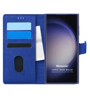 Microsonic Samsung Galaxy S23 Ultra Kılıf Fabric Book Wallet Siyah (Lacivert)