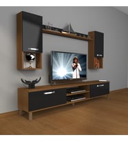 Decoraktiv Eko 5da Slm Dvd Krom Ayaklı Tv Ünitesi Tv Sehpası (Siyah - Ceviz)