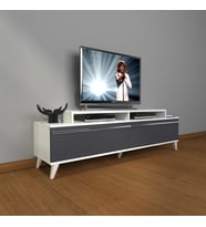 Decoraktiv Ekoflex 4 Mdf Retro Tv Ünitesi Tv Sehpası (Beyaz - Antrasit)