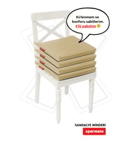XPERMATE  Fermuarlı 4'lü Sandalye Minderi Su İtici Kumaş 40x40 cm Sünger Sandalye Minderi Bağcıklı (Bej)