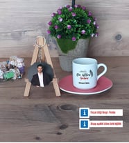 Din Kültürü Öğretmeni Türk Kahvesi Fincanı Ahşap Altlıklı ve Fotoğraflı Ahşap Anahtarlık Hediye (Model 6)