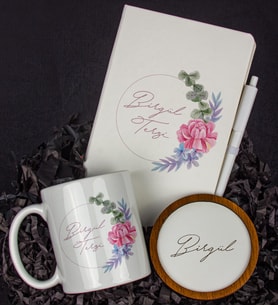 Kişiye Özel Defter Kalem Kupa Ve Bardak Altlığı Hediye Seti 103895 (Model 3)