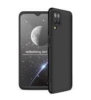 Samsung Galaxy A12 Kılıf 3 Parça Slim Sert Silikon Kapak AYS (Siyah)