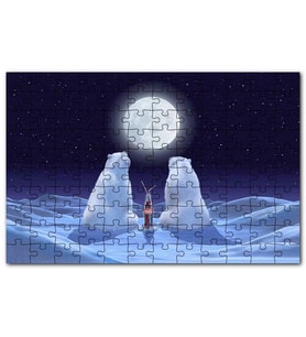 Cakapuzzle Dolunaya Karşı Kola İçen Kutup Ayıları Puzzle Yapboz MDF (Ahşap) (1000 Parça)