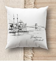 BK Gift İstanbul Tasarımlı Beyaz Kırlent Yastık, Ev Hediyesi, Ev Dekorasyonu, Dekoratif Hediye (Model 6)