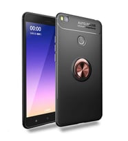 Xiaomi Mi Max 2 Kılıf Mıknatıslı Yüzüklü Standlı Yumuşak Silikon Kapak Ravel (Siyah-Rose Gold)