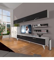 Decoraktiv Eko 8 Slm Std Retro Tv Ünitesi Tv Sehpası (Beyaz-Siyah)