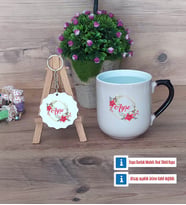İsme Özel Doğum Günü Hediyesi Kupa Bardak Kırmızı ve Ahşap Anahtarlık Hediye (Model 9)