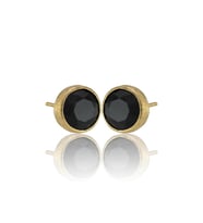 Kadir Jewellery 22 Ayar Altın Kaplama Kadın Minimal Küpe -El İşçiliği Ve Hipoalerjenik Küpe (Siyah)