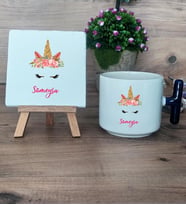 Unicorn Hediye Seti Kupa Bardak T Kulplu ve Dekoratif Taş Arkadaşa Kız Kardeşe Hediye (Model 2)