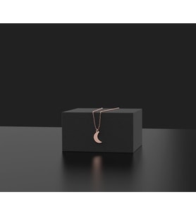 Kişiye Özel 925 Ayar Gümüş Minimal Ay Kolye (Rose)