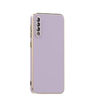 Samsung Galaxy A50 Kılıf Kenarları Gold Kamera Korumalı Renkli Pastel Silikon Siyah BARK (Lila)