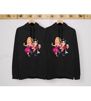 BK Gift Kişiye Özel Sevgililer Karikatürlü İkili Siyah Sweatshirt Seti, Sevgililer Hediye, Çift Hediyesi, Yıl Dönümü Hediyesi, Kişiye Özel Sweatshirt (Model 8)
